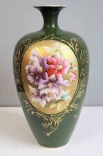 Antique RS Germany Hand Painted Porcelain Floral Gold Encrusted Vase 8 1/2