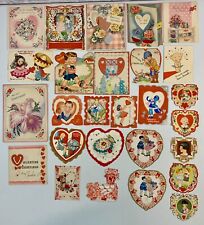 Huge Lot of 26 Vintage Valentine’s Day Cards 1920’s-1940’s Antique School picture