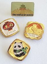 Lot Of 4 Vintage Chinese Exhibition Lapel Pins Panda Gold Tone China Lapel Pin picture