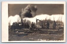 Postcard RPPC Steam Engine Smoke Machinery Huge Saw Mill Occupational Railway I1 picture