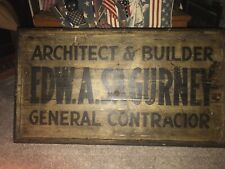 Nice Early 1900's Large Antique Builder Contractor Americana Wood Trade Sign picture