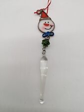 Snowman Stained Glass Christmas Ornament Sun Catcher Icicle picture