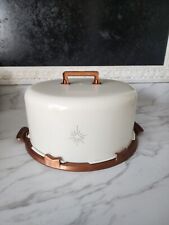 Vintage RETRO Cake Plate/Carrier Cream And Bronze  picture