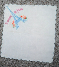 Paris, France, vintage handkerchief, hanky, embroidered Eiffel Tower, 9