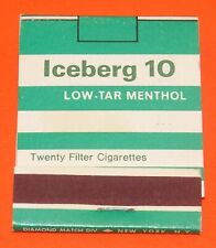 Iceberg 10 Cigarettes Vintage Front Strike 20-Strike Matchbook Full Unstruck picture