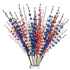 12 pcs 4th of July Decorations 24 Inch Red White and Blue Flowers Long  picture
