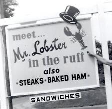 1950's SNAPSHOT MEET MR LOBSTER IN THE RUFF RESTAURANT STEAKS HAM SANDWICHES picture