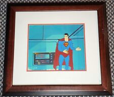 SUPERFRIENDS PRODUCTION ANIMATION CEL OF SUPERMAN FRAMED HAND PAINTED BACKGROUND picture