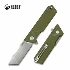 Kubey Avenger EDC Folding Knife Green G10 Handle D2 Tanto Plain Edge KU104B picture