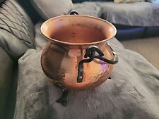 Vintage GEKRO Hammered Copper  Kettle Cauldron Wrought Iron Handle W. Germany picture