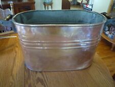 Vintage Large Oval Copper Boiler Wash Tub with Wood Handles Water Tight picture