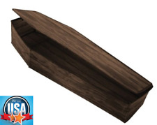 60in. Brown Realistic Wooden Coffin with Lid Halloween Decoration  picture