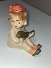 Antique Bisque Figurine Child playing Lute Music Shabby Vintage French Country picture