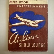 Vintage 1940s Airliner Show Lounge Chicago Matchbook Cover picture