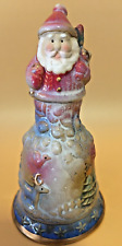 Vtg. Patriotic Santa Claus Christmas Bell Ceramic Painted Glazed 6 inches Tall picture