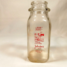 Vintage 1/2 Pint Milk Bottle Johnston's Dairy, Monroeville, PA W/ Slogan In Red picture