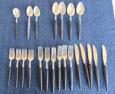 N. S. CO. Japan 22 Piece Flatware Lot Stainless Black Composite Handle picture