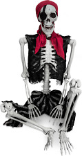 5.4Ft Halloween Life Size Pirate Skeleton Realistic Human Full Body Skeleton picture