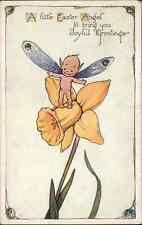 Tuck Little Elves Fantasy Elf Fairy on Daffodil c1910 Vintage Postcard picture