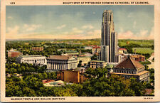 Vtg 1930's Cathedral Of Learning Masonic Temple Mellon Institute PA Postcard picture