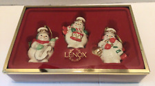 LENOX 2003 Set of 3 Snowman Playing Instruments Christmas Ornaments Original Box picture