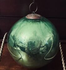 Antique Vintage Germany Green Glass Kugel Christmas Ornament picture
