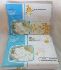 Vintage Fashion Manor JC Penny Muslin Double Flat And Fitted Sheets Floral 1967 picture