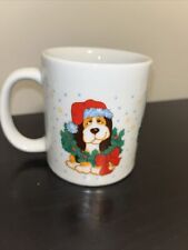 Woolworth Vintage 1980s Christmas Beagle Hound Dog Wreath Coffee Mug picture