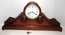 Antique French H&H Carved Wood Mantel Clock Large 8-Day, Time/Strike picture