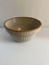 Vintage Stoneware Pottery Crock Ribbed Bowl Dough Farmhouse 5”H X 9” W picture
