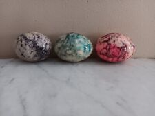 3 Vtg Italian Marble Alabaster Stone Colorful Easter Eggs picture