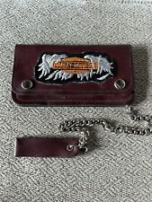 VINTAGE NOS HARLEY DAVIDSON LEATHER WALLET WITH CHAIN picture