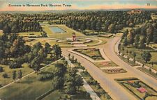 Entrance to Hermann Park - Houston Texas TX - Postcard picture