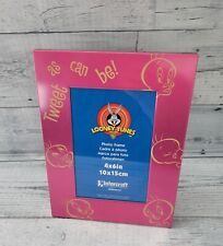 Vintage 2000 Looney Tunes Tweety Bird 4x6 Pink Metalic Photo Picture Frame WB picture