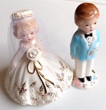 Vtg Josef Original Bride and Groom Wedding Couple Ceramic Figurines Bridal Party picture