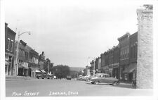 Postcard RPPC Iowa Lewiston Main Street 1940s automobiles 23-1351 picture
