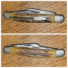 Vintage KABAR Stag Handle 3 Blade Pocket Knife picture