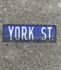 Antique 1920s Porcelain Street Sign Cobalt Blue Philadelphia YORK ST Sign picture