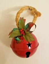 vintage Christmas round sleigh bell stars with holly and rope ornament china picture