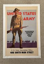 Original Post WWI Pre WWII Poster United States Army Experience Adventure Linen picture