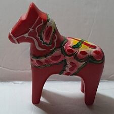Hand Carved Crafted Wooden Horse Figurine Statue Red Painted  picture