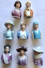 Vintage 1980s Avon Ladies of American Fashion Thimbles Set Of 8 Lady Bust Lot picture