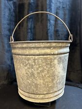 Vintage Round Galvanized STEEL Bucket Hollds Water 10 1/2