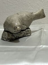 HAND CRAFTED 5 1/2' LONG RESIN (ALASKAN GLACIAL SILT) SEAL FIGURINE picture
