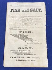 1862 Ad FISH and SALT, Dana & Co. Portland, Maine ~ Ocean, Beach Cottage Decor picture