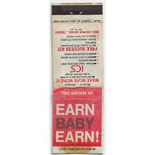 Earn Baby Earn Free Success Kit ICS FS Empty Matchbook Cover picture