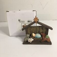 Vtg Dicksons Christmas Collection Resin Holy Baby And Animals Mini Nativity 3” picture
