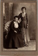 Antique Cabinet Photo Victorian Sisters in Dresses c1800s picture
