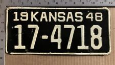 1948 Kansas license plate 17-4718 YOM DMV Bourbon very tough paint year 10886 picture