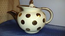 Vintage Halls Superior Kitchenware Gold Polka Dot Teapot w/Lid, 6 cup, GORGEOUS picture